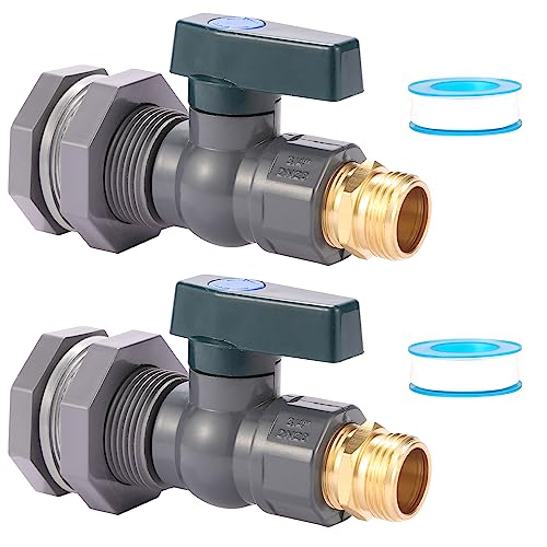 2 Set 3/4 Inch Rain Barrel Spigot Kit - BILAL Water Barrel PVC Garden Diverter Kit with Bulkhead Fitting Hose Faucet Adapter and Thread Seal Tape for Water Tanks, Aquariums, Tubs, Pool, Garden Barrel - size: 2-Set