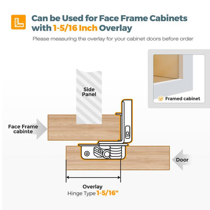 HOME EDIT 2 Pack 1 Pair 1-5/16 inch Overlay Soft Close Cabinet Hinges for Kitchen, Stainless Steel Three-Way Adjustable, Concealed Self-Closing Door Hinges - size: 1-5/16 inch Overlay
