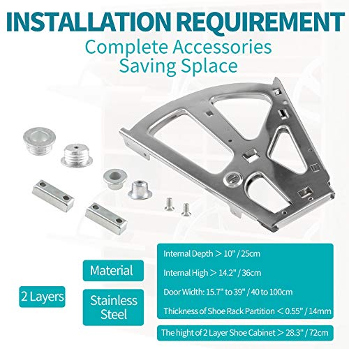 2 Layers Shoes Drawer Cabinet Hinges, Silver Shoe Cabinet Replacement Fittings Stainless Steel for Kitchen Living Room, 1 Pair - color: Silver, size: 2 Layers