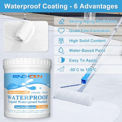 Liquid Waterproof Sealant White 35 Ounces, Endhokn Wall, Bathroom, Roof, etc Indoor and Outdoor Water-Based Waterproof Coating - color: white
