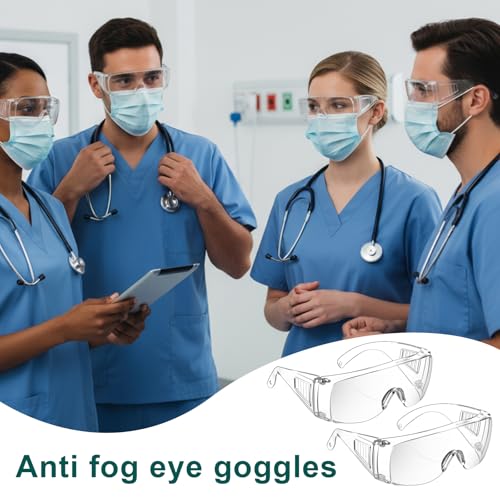 Kifmurase 20Pcs Bulk Clear Safety Glasses, Over Eyeglasses, Lightweight Protective Eyewear, Safety Goggles Eye Protection, Certified Wrap-Around Eye Protection for Lab, Construction, Nurses,