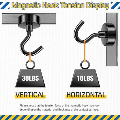 FINDMAG Black Magnetic Hooks, 28lbs Heavy Duty Magnets with Hooks, Strong Cruise Magnets, N52 Neodymium Magnetic Hooks for Cruise Cabins, Travel, Classroom, Office, Kitchen, Fridge, Grill, Pack of 16 - color: Black, size: 16Pack 30LBS+