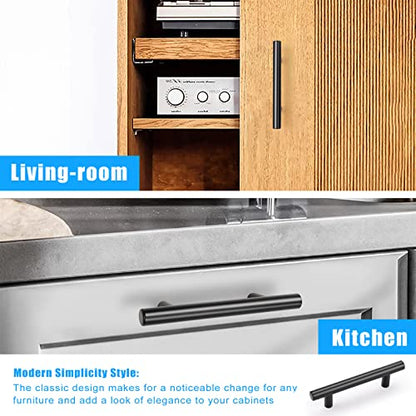 KNOBWELL 6 Pack 3" Kitchen Cabinet Handles Black, Modern Matte Black Dresser Drawer Pulls for Cupboard Vanity Closet, 5" Overall Length - color: Black, size: 3 inch(76mm)