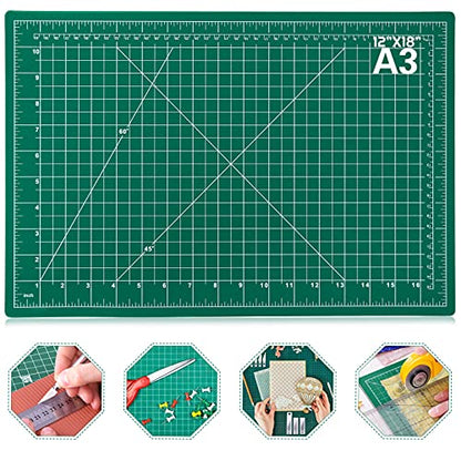 anezus Self Healing Sewing Mat, 12inch x 18inch Rotary Cutting Mat Double Sided 5-Ply Craft Cutting Board for Sewing Crafts Hobby Fabric Precision Scrapbooking Project - size: 17.8"L x 11.9"W