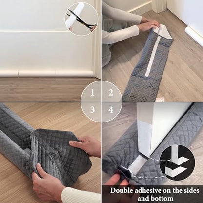 Ciieyuo Premium Velvet Under Door Draft Stopper, 30'' to 36'' Adjustable Gap Filler, Double-Sided Windproof Seal, Easy Install to Block Noise, Cold Air, Light, Dust, and Drafts - color: Gray, size: 30'' to 36''