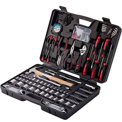 MECHMAX 245-Piece Mechanics Tool Set & Socket Kit. Home Auto Repair Hand Tools with 3/8" Ratchet, Wrench, Pliers, Screwdrivers, Hammer. DIY Essentials for House, Garage, Dorm & Gift Idea - style: 245 Piece