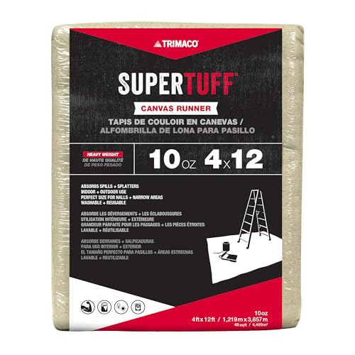 Trimaco 51127 SuperTuff Drop Cloth, 4-feet x 12-feet, Tan, 48 Sq Ft - size: 4-feet x 12-feet
