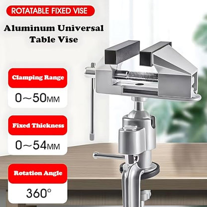 3 Inch Universal Swivel Table Vise,Rotates 360° Table Clamp,Adjustable Jaws for Jewelry Making,Model Building, Portable Workbench Vise