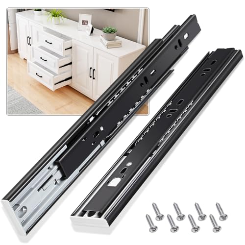 Push to Open Drawer Slides 1 Pair Full Extension 12 14 16 18 20 22 24 inch Side Mount Pull Out Kitchen Cabinet Rails Bracket Replacement Ball Bearing Tracks kit Guide Runner 100 LB Capacity - size: 12 Inch, style: Push open-1 pair