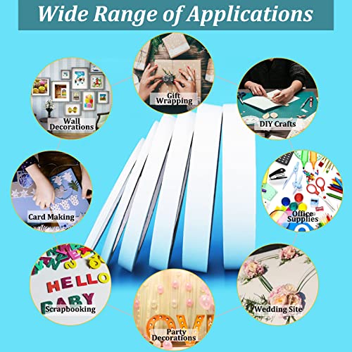 SmaringWing Double Sided Tape for Crafts, 6 Rolls Multi-Size Double-Sided Adhesive Tape for Arts, Photography, Gift Box, Scrapbooking, Card Making, Paper Backing - size: 5mm/ 6mm/ 8mm/ 10mm/ 12mm/ 15mm