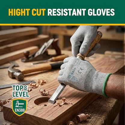 SATA Cut Resistant Gloves Level 4, EN388 Certified for Extreme Protection, Comfort Fit, Touchscreen, Anti Cut, Breathable for Construction, Woodworking, Glass Cutting, Cargo Handling, Car Repair