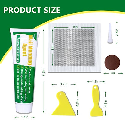 Wall Patch Repair Kit, 500g Wall Mending Agent Drywall Repair Putty & 8 Inch Mesh Drywall Repair Kit, with Scraper and Sandpapers. - size: 500g Spackle & 8inch Patch