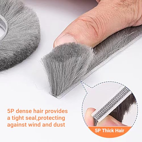 Weather Stripping Door Window Seal, 33Ft Self-Adhesive Brush Door Soundproofing Seal Strip for Sliding Windows and Door Frames, 0.35 Wide X 0.2 Inch Thick, Gray - size: 0.35" Wide x 0.2" Thick