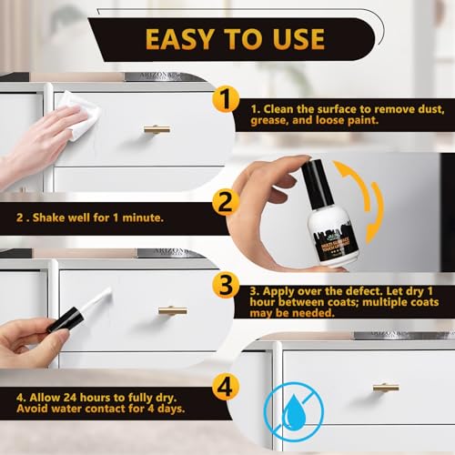White Touch Up Paint, Appliance Cabinet Furniture Wood Touch Up Paint for Wall - style: 1.5 FlOz
