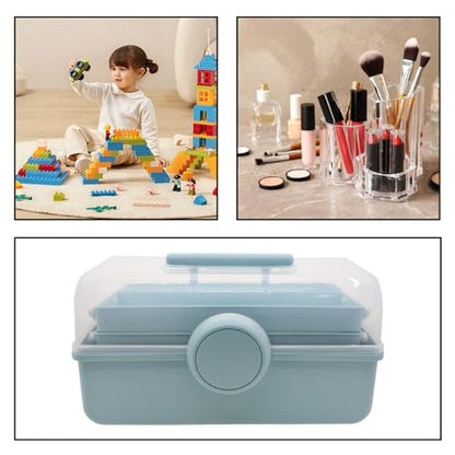 First Aid Storage Box, 3 Layers Plastic Medication Storage with Portable Handle, Art & Crafts Case/Sewing Supplies Organizer/Medicine Box/Family First Aid Box(Blue) - size: Medium Blue
