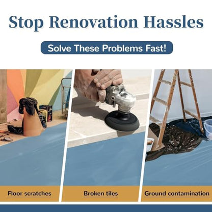 40" x 168' Temporary Floor Protection, 560 sqft Coverage, Easily Applied, Shields Hardwood, Tile & Hard Surfaces, Ideal for Renovation, Painting & Construction Projects, Blue.