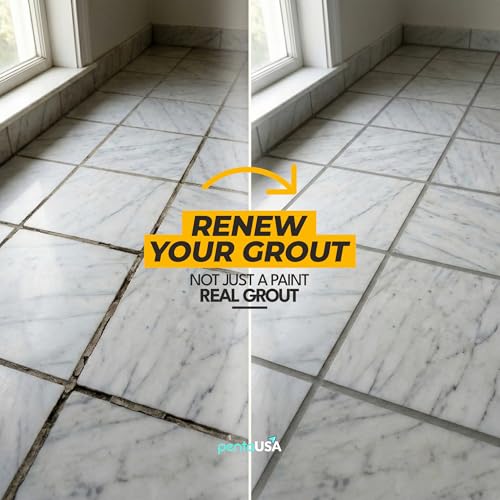 PentaUSA Tile Grout Repair Kit - Gray Premixed Acrylic Sanded Grout, Water-Resistant Grout Filler for Bathroom&Shower, Kitchen Floor, Fast Drying, with Applicator, 13.4 oz (380g) - style: Grey