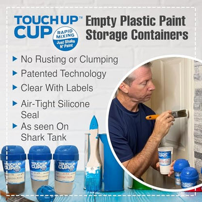 Touch Up Cup Empty Plastic Paint Storage Containers with Lids for Leftover Paint, Touch Ups, As Seen On Shark Tank Products, 13 oz, Pack of 3 - style: 3 Cups (Pack of 1)
