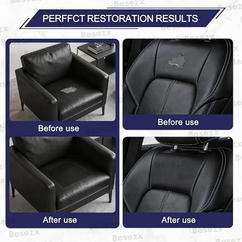 Besezx Leather Repair Patch Tape Kit, Self Adhesive Leather Repair for Furniture, Couch, Sofa, Car Seats,Office Chair,Vinyl Repair Kit.3.1inx60in - color: Black, size: 3.1 in x 60 in