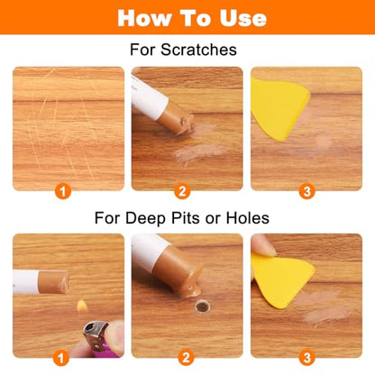 HARFINGTON Wood Filler Sticks 6 Colors Wooden Wax Touch Up Furniture Repair Crayons for Jewel Blue, Navy Blue, Blue, Orange, Dark Red, Pink - color: Jewel Tones Series