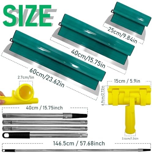 Drywall Knife Combination Set, 10-inch + 16-inch + 24-inch Three-piece Drywall Knife Set, With Extension Rod And Clip Adapter, 9-inch Putty Roller