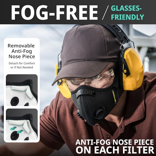FIGHTECH Dust Mask – Reusable Face Mask with Carbon Filters and Air Valves for Woodworking, Construction, Moving - style: 14 Piece Set
