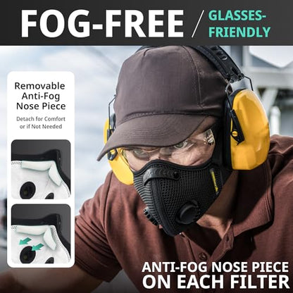FIGHTECH Dust Mask – Reusable Face Mask with Carbon Filters and Air Valves for Woodworking, Construction, Moving - style: 14 Piece Set