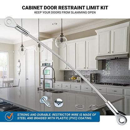 2 Pack Rok Hardware Cabinet Door Restraint Limit Kit, Door Stays, Reduces Restricts Opening Angle, Zinc Finish, Screws and Washers Included, R0006