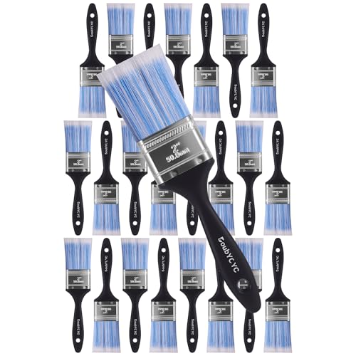 Paint Brushes, 24 Pack 2 Inch Paint Brush, Plastic Handle Flat Paint Brushes for Walls, Furniture and DIY Paint, Professional Paint Tools - color: 24 Pack