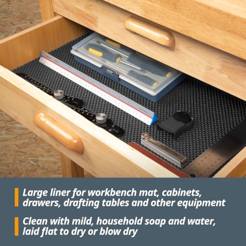 POWERTEC Non Slip Mat Anti Slip Mat, Heavy Duty Grip Mats, 24" x 48" Non Slip Pad Tool Mats for Workshop, Cabinet, Workbench Pad, Nonslip Drawer Shelf Liner, Woodworking Router - 2PK, 71014-P2 - style: 2PK Non Slip Mat