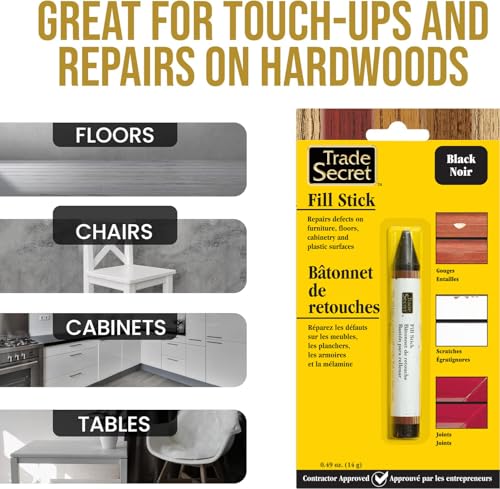 Wood Scratch Repair Fill Stick for Black Surfaces, Great for Touch-Ups and Repairs on Hardwoods Floors, Furniture, Cabinets and Plastic Surfaces. - color: Black