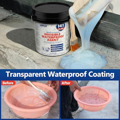 Transparent Waterproof Sealant, 141 Oz Invisible Waterproof Agent, Transparent Waterproof Coating for Roof Repair, Walls, Window, Bathroom, Kitchen, Water-Based Clear Sealant, Indoor & Outdoor - size: 141 FL OZ