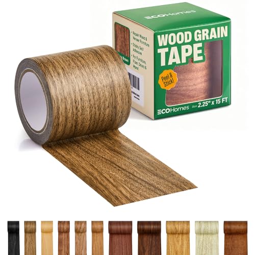 Wood Grain Repair Tape - Self Adhesive Brown Wood Colored Tape for Furniture Repair | Peel & Stick Veneer Strips Trim, Woodgrain Duct Tape for Furniture, Vinyl Floor, Door Patch Kit (Classic Brown) - color: Classic Brown, size: 2.25 Inch By 15 Ft