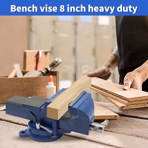 Nakkaa 8" Heavy Duty Bench Vise Cast Iron Vise with 360° Flexible Swivel Locking Base Home Work 8 Inch Swivel Bench Vice with Anvil - size: 8 Inch Bench Vise