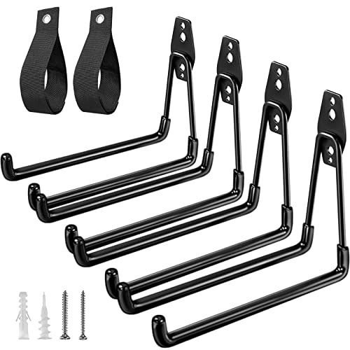 HUPBIPY Heavy Duty Garage Hooks 4 Pack, 7.7 inch U Shaped Long Hanger, with 2 Extension Cord Holder Organizer, Wall Mounted Storage System, for Power and Garden Tool Hanging， Ladders, Bikes, Hose - color: Black Large U Hook, size: 7.7inch U Hook