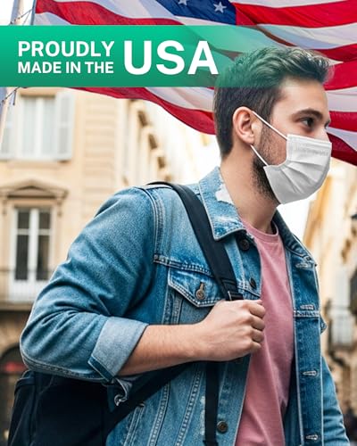 Disposable Face Masks Made in USA, 4 Ply for Families, Students, Breathable All-Day Wear & Safety, FSA HSA Eligible, ASTM Level 3 Medical Grade, 50 Pack, White - color: White, size: 50 Pack, style: Resealable Bag