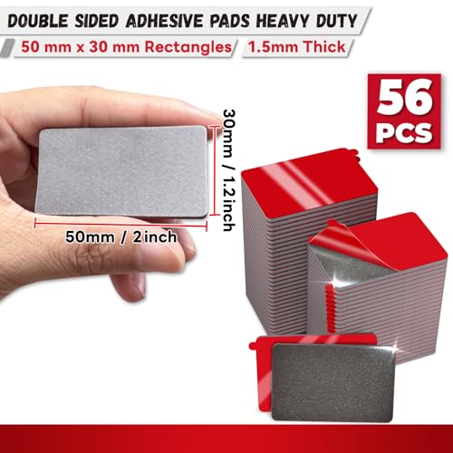 Tikfoam 56Pcs Double Sided Tape Pre Cut, Heat Resistant, Heavy Duty UltraSticky Mounting Adhesive Pad, 2x1.18 inch Rectangles 1.5mm Thicked for Car, Home, Office and Outdoor - size: 2x1.2 inch Rectangle