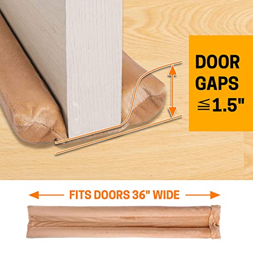 VISEMAN 36 Inch Under Door Stopper-Door Noise Blocker, Double Sided Door Stopper, Machine-Washable - color: Khaki