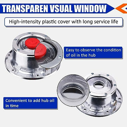 CheeMuii 3595995 Hub Cap Window Cover Kit for 3434009 Hub Caps 4 Set 359-5995 Hubcap Oil Window with Plugs Gaskets and Bolts Replace for Stemco 343-4009 Semi Truck Trailer Hub Caps