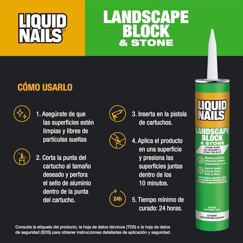 Liquid Nails - LN-905 Landscape Block Adhesive (LN905), Low VOC, 10 oz - size: 10 Ounce, style: Landscape