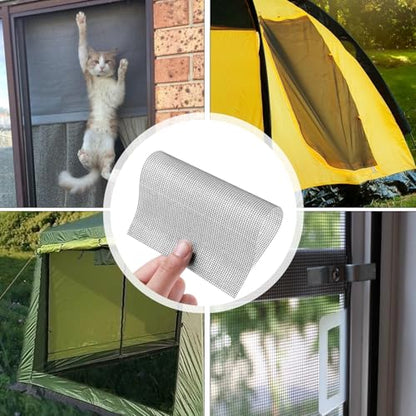 16PCS Window Screen Patch Kit 5"×7" & 4.5"×4.5" – Fiberglass Self-Adhesive Waterproof Mesh Tape for Tears & Holes, Strong Quick Fix for Door Mesh