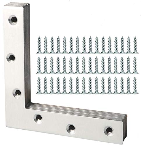 Alise Flat L Brackets for Wood,Flat Corner Brace Corner Brackets for Wood Frame Tables Chairs Sofas Beds Cabinets Doors and Windows,120x120mm Stainless Steel Mending Plates Brushed,Pack of 8 - size: 120x120mm(8Pcs), style: Brushed