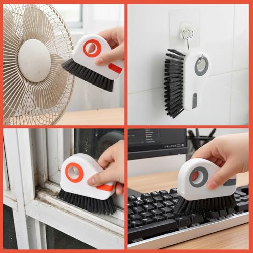2Pcs Window Track Cleaner with Hard Bristle Brush & Scraper, 2-in-1 Groove Cleaning Tool for Sliding Door Tracks, Window Sills, and Seal Crevices