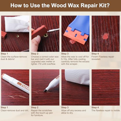 Laminate Wood Floor Repair Kit, Wax Melting Tool with Display, Hard Wax Filler, Marker Pen, for Floor, Furniture, Countertop & Tile Repair, Blue