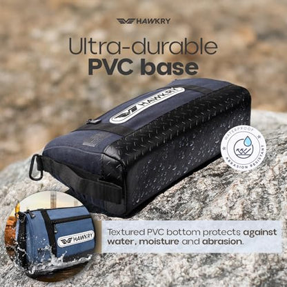 HAWKRY Heavy Duty Canvas Tool Bag Set of 2 – Waterproof Canvas Zipper Pouch, Garden Tool Bag, Construction Bags Heavy Duty, Small Zipper Pouch, Motorcycle Tool, Multipurpose Fishing Bag - color: Blue, White Blue