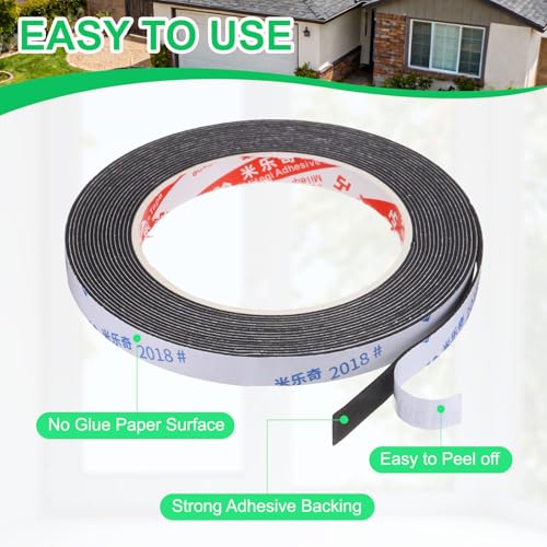 PATIKIL Sponge Rubber Foam Tape, 3/8" W x 5/64" t x 16.4ft l Self-Adhesive Foam Insulation Tape Weather Stripping for Window Door Soundproofing Weatherstrip AC Seal Strip, Black - size: 3/8" x 5/64" x 16.4ft