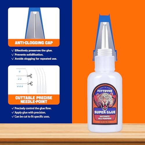 Super Glue Clear 30 g(1.06 oz.), Strong Fast Drying Waterproof Liquid Adhesive for Plastic, Metal, Wood, Rubber, Ceramic, Leather Repair,Rhinestone Jewelry, DIY Crafts Glue for the Office - style: Super Glue