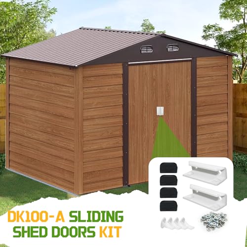 DK100-A Shed Door Tune-Up Kit for Arrow Sliding Shed Doors, Complete Replacement Parts for Metal Shed Door Glides Kit-White