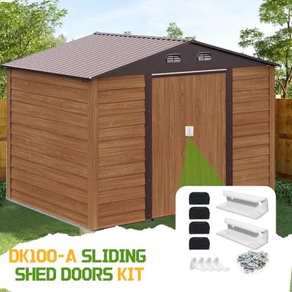 DK100-A Shed Door Tune-Up Kit for Arrow Sliding Shed Doors, Complete Replacement Parts for Metal Shed Door Glides Kit-White