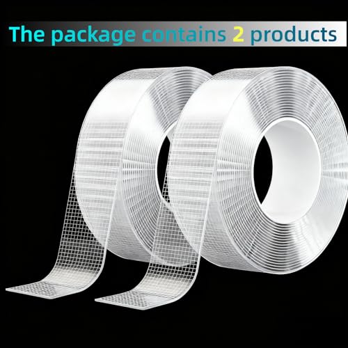 Double Sided Tape, Heavy Duty Nano Adhesive, 1.2inchW Total 33FT, Removable Mounting Wall Safe Tape for Home Office Holiday Party Decorations DIY Accesseries, for Rugs Pictures Photoes Frames - size: 16.5 Ft x 2Pack